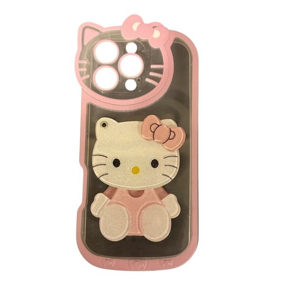 Hello Kitty Glitter Phone Case – Pink Clear Shockproof Cover with 3D Charm - Picture 1 of 5